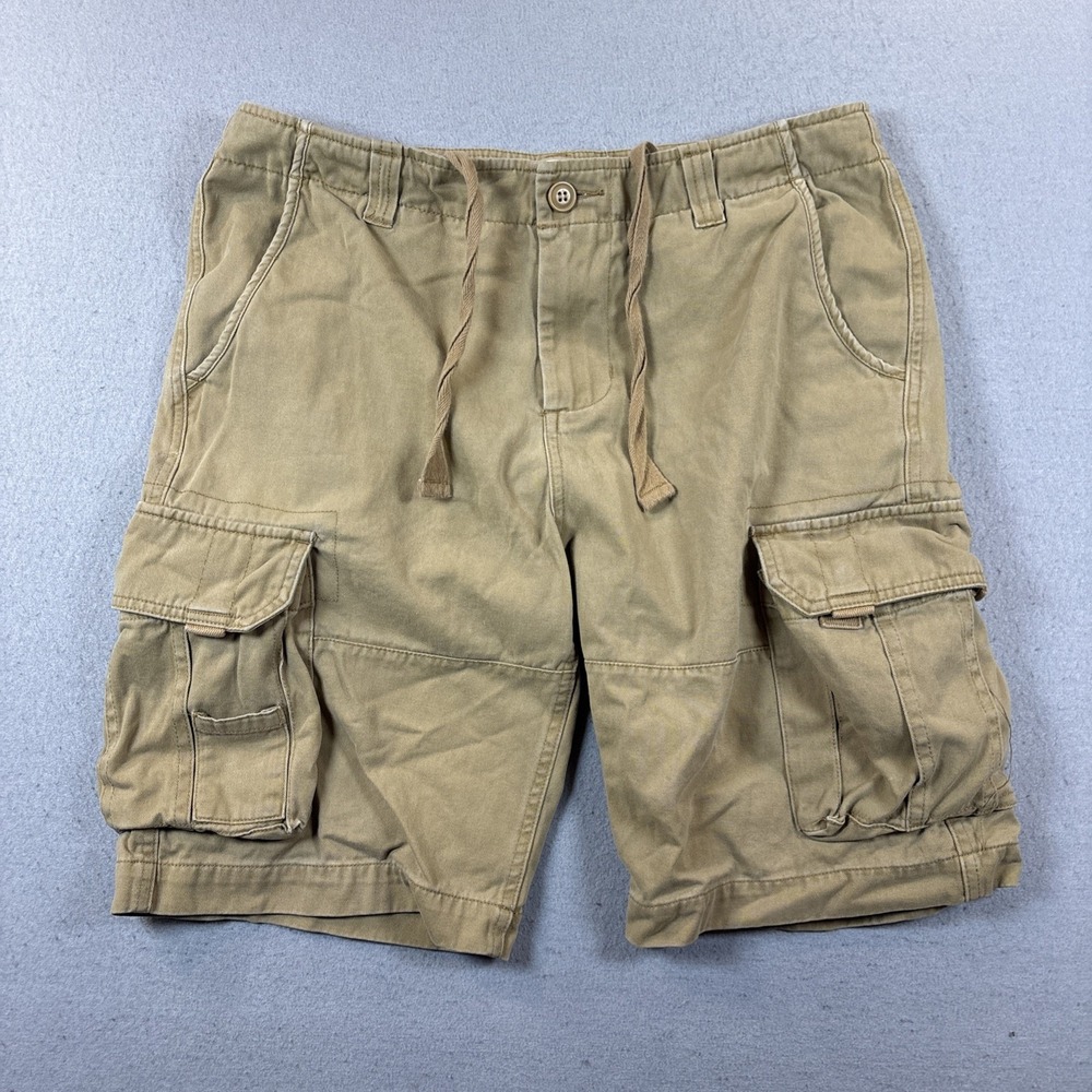 1897 American Lifestyle Men's Cargo Shorts Sz 34‎ Khaki Drawstrings